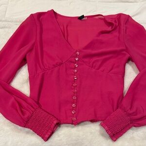 Forever 21 Fuchsia Button-Up Blouse